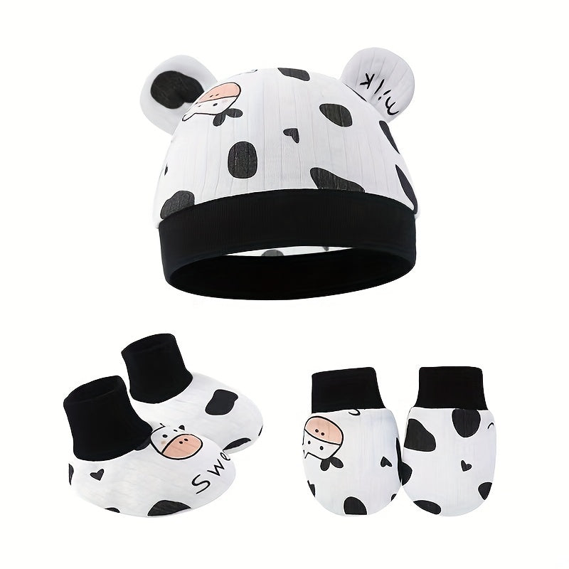Breathable Baby Hat Cotton Print Gloves & Foot Cover Set