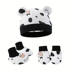 Breathable Baby Hat Cotton Print Gloves & Foot Cover Set