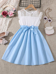 Girls Lace Ruffle Sleeve Dress Holiday Summer