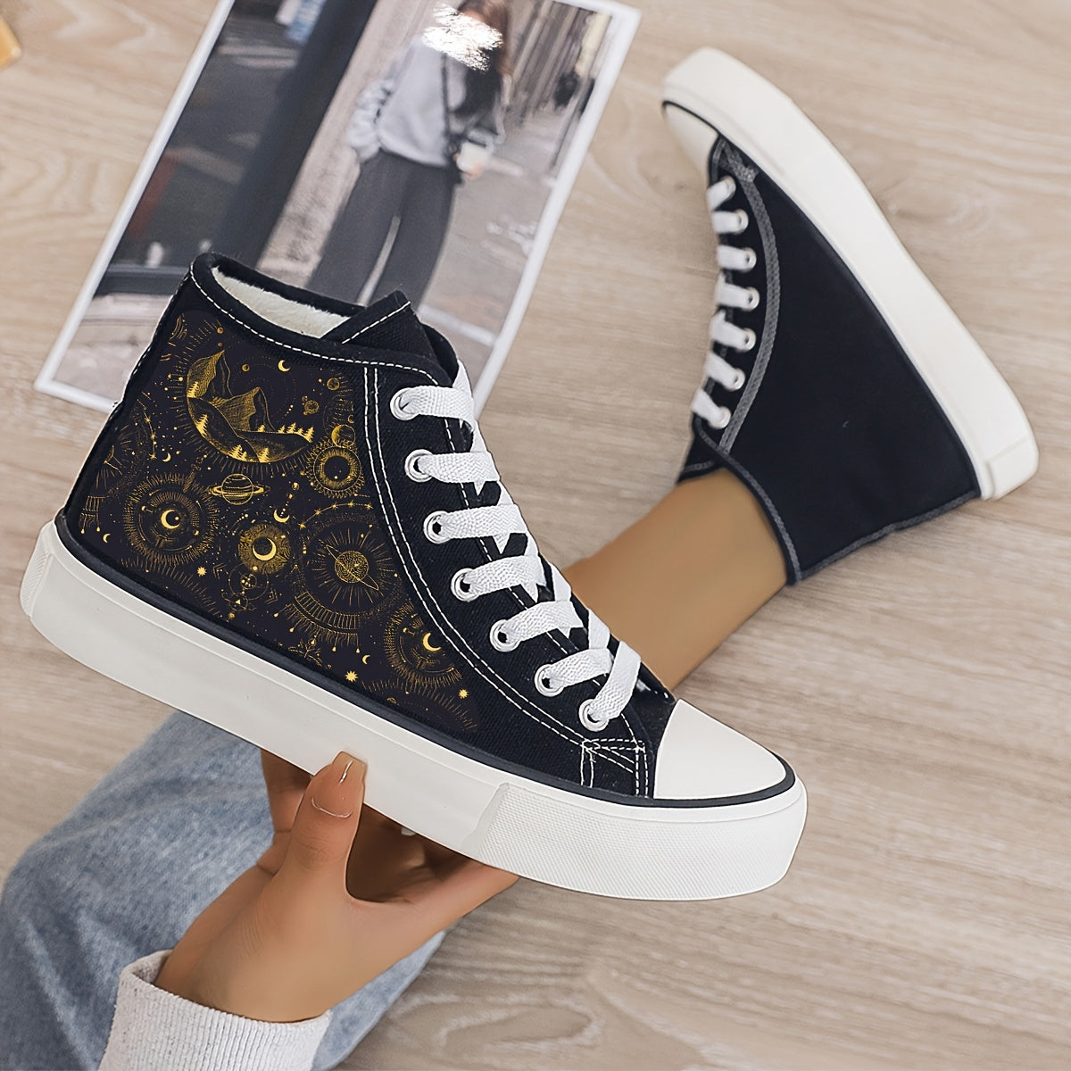 Mysterious Planet Plush Lined Thermal Chunky Canvas Sneakers