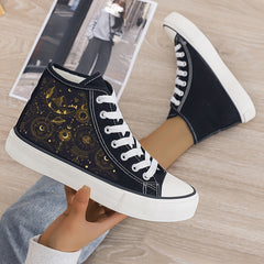 High Top Planets Pattern Skate Shoes Warm Plush Lining