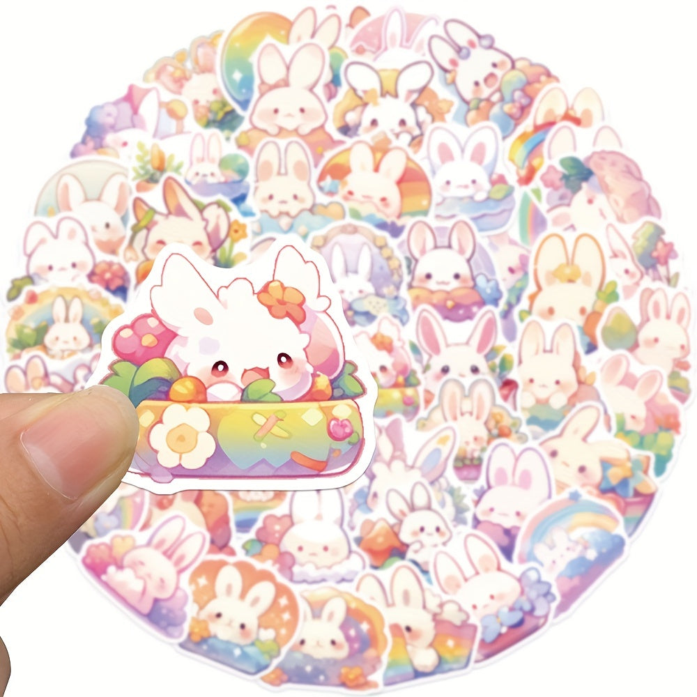 50 Sheets Rainbow Rabbit Sticker Decoration Water Cup Scrapbook Luggage