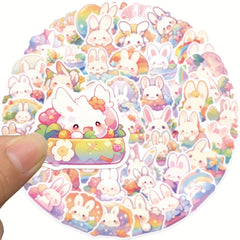 50 Sheets Rainbow Rabbit Sticker Decoration Water Cup Scrapbook Luggage