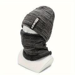 Winter Beanie Hat & Scarf Set Velvet Lined Ear Protection Warm