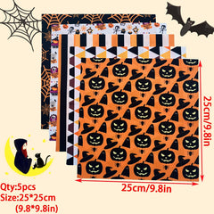 5pcs Halloween Polyester Fabric For Quilting Sewing DIY Craft