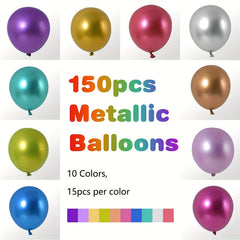 150pcs Metallic Balloons Assorted Colors Latex Balloons Wedding Birthday