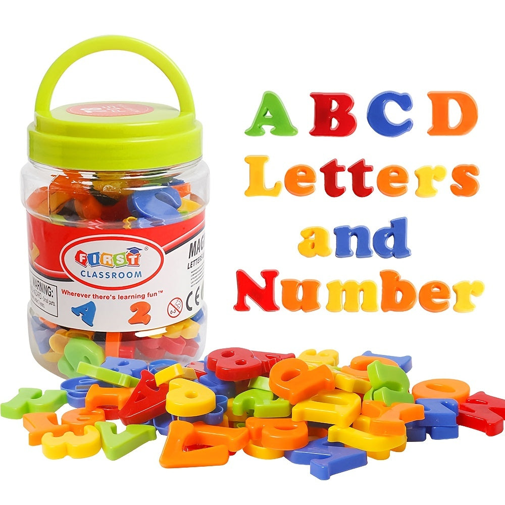 Colorful Alphabet and Numbers Refrigerator Magnets Learning Toy Set
