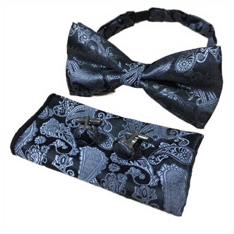 Red Paisley Bow Tie & Pocket Square Set for Men