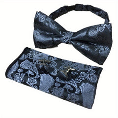 Red Paisley Bow Tie & Pocket Square Set for Men