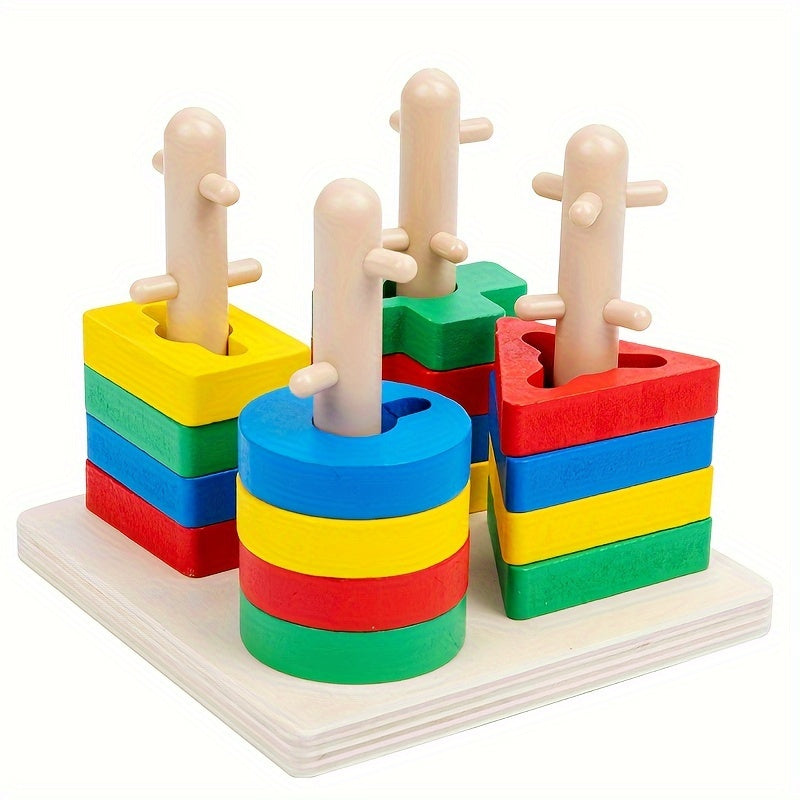 Wooden Geometric Shape Matching Toy for Kids - Enhances Hand Eye Coordination