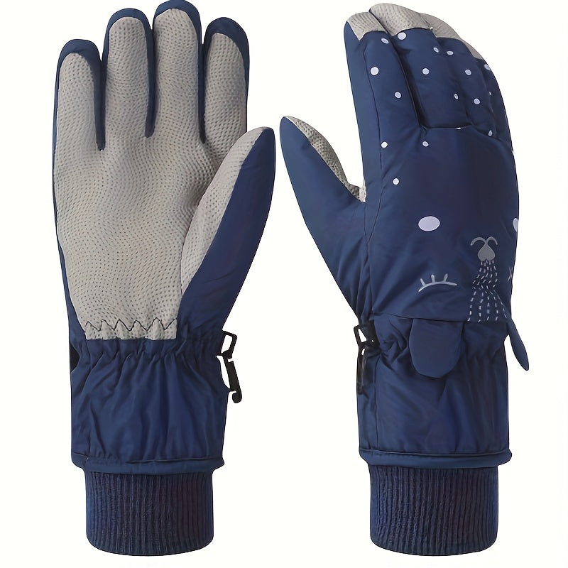 Kids Winter Waterproof Windproof Cartoon Padded Gloves