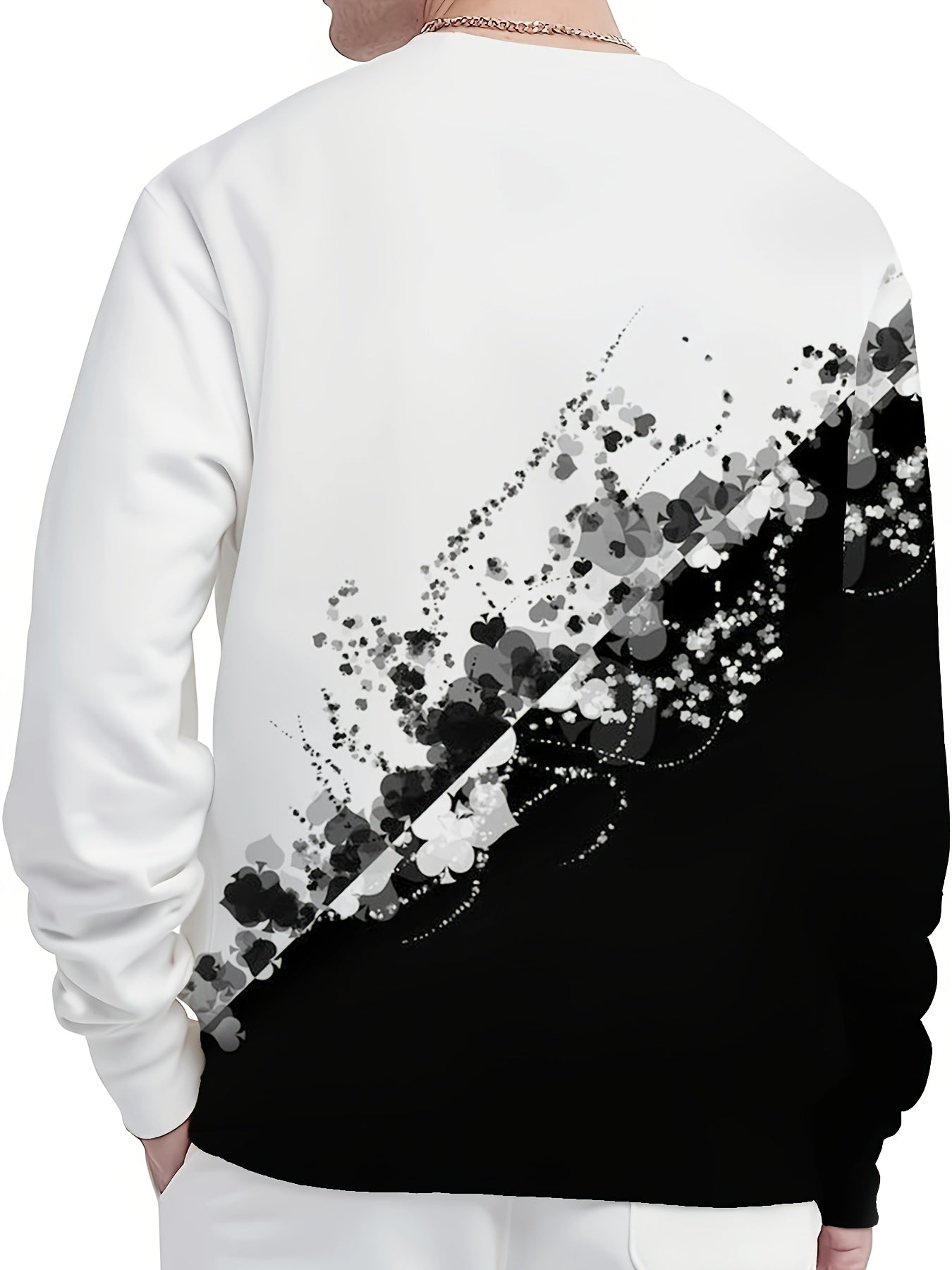 Card Elements Print Men's 2Pcs Outfits Sweatshirt & Sports Trouser