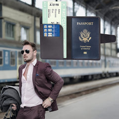 Leather Passport & Vaccine Card Holder Combo - Wallet Cover