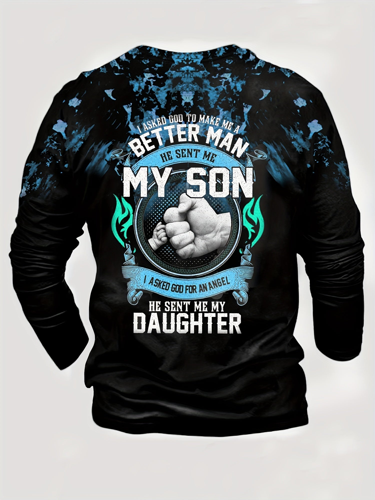 ''MY SON'' Fists Print Men's Long Sleeve Novelty T shirt Stylish Tees For Autumn
