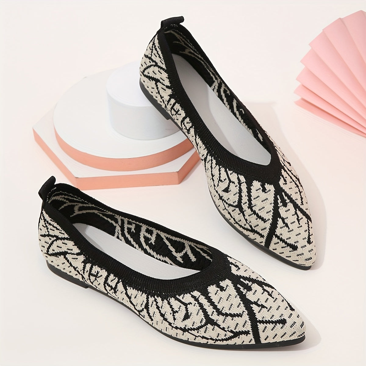 Women's Knit Ballet Shoes Point Toe Lightweight Flat Shoes