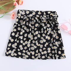 Floral Print Tie Front Mini Skirt