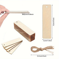 Wooden Bookmarks Wood Pendant Blank DIY Christmas Wedding Hemp Rope