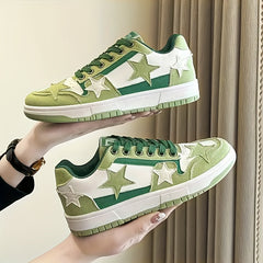 Women's Star Pattern Sneakers Casual Lace Up Low Top Outdoor Shoes