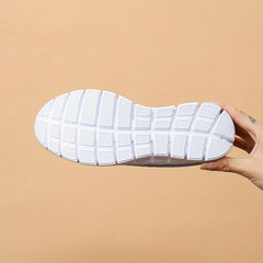 Women's Hollow Out Stripe Mesh Sneakers Soft Sole Lace-up Running Shoes