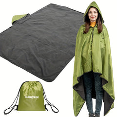 DUKUSEEK Hooded Stadium Blanket Waterproof Windproof Outdoor Fleece Blanket