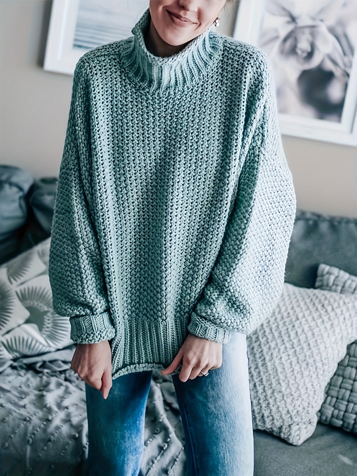 Casual Sweater Women's Turtleneck Knitted Jumper