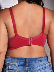 Sexy Bra Women's Plus Solid Contrast Lace Semi Sheer Underwire Bra