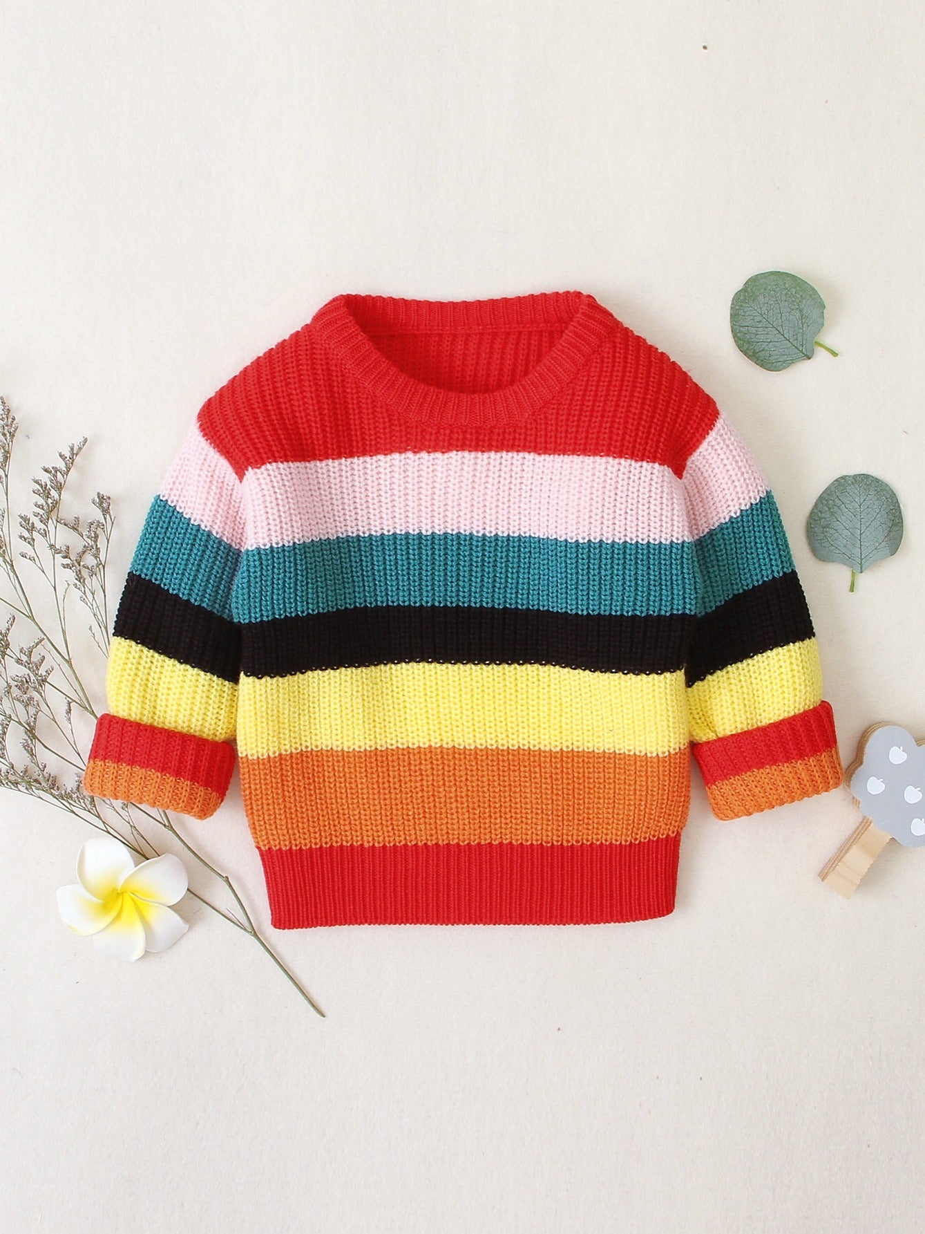 Rainbow Knitted Sweater for Winter Days