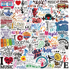50 Inspirational Music Stickers for Suitcases Notebooks Waterproof