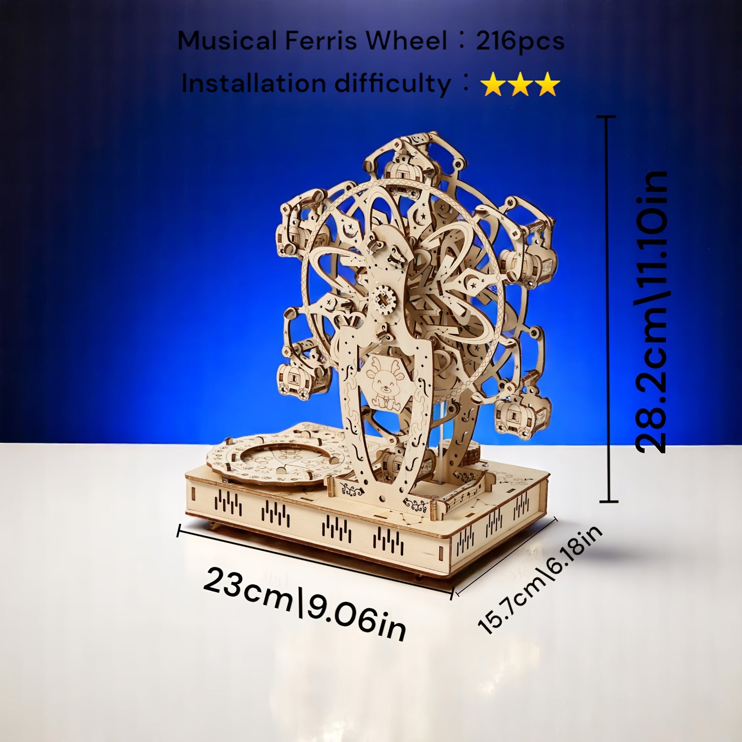 3D Basswood Musical Ferris Wheel Puzzle Wooden Model