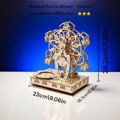 3D Basswood Musical Ferris Wheel Puzzle Wooden Model
