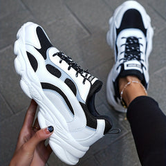 Lace Chunky Dad Shoes Thick Bottom Mesh Running Shoes Women's Footwear
