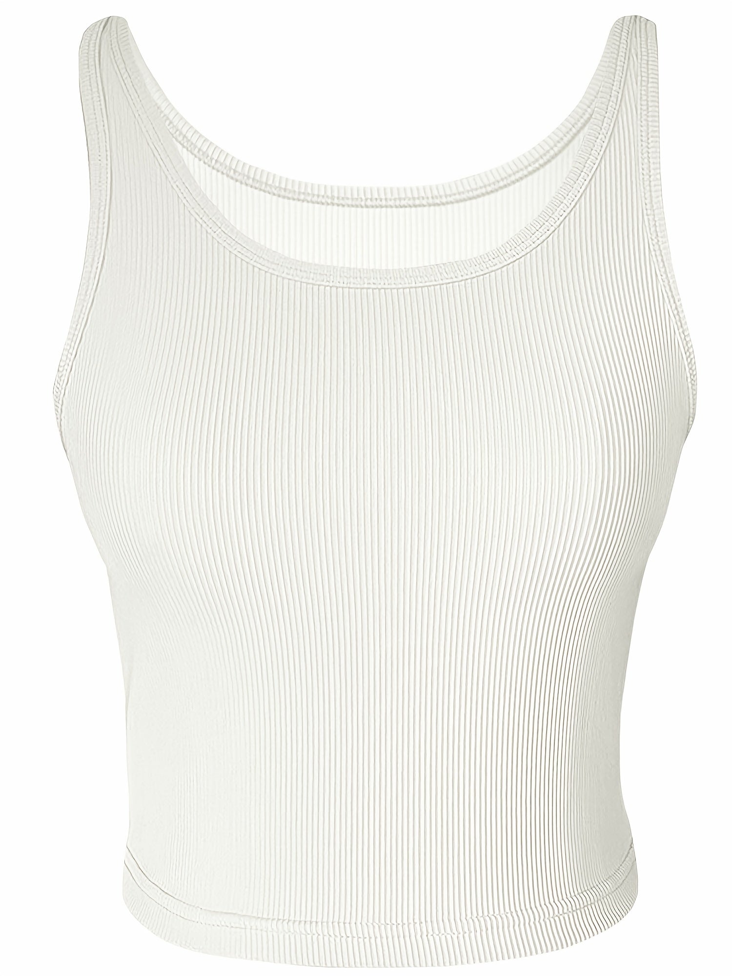 Solid Tank Top Casual Crew Neck Summer Sleeveless Top Women's Clothing