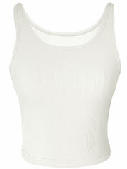 Solid Tank Top Casual Crew Neck Summer Sleeveless Top Women's Clothing