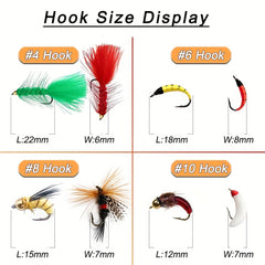 102Pcs Fly Fishing Flies Barbed Hooks Set for Trout Salmon Steelhead Grayling
