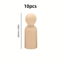 10pcs Wooden Nail Doll Block 4 29 Cm Craft DIY Painting Small World Game