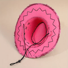 Plaid Cowboy Hat Rose Vintage Fedora Cap