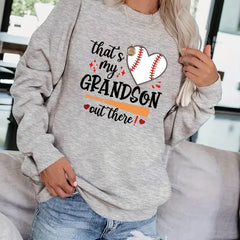 Baseball Graphic & Letter Print Sweatshirt Casual Loose Crew Neck Sweatshirt