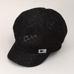 Plaid Beret Mesh Breathable Painter's Cap British Style Women Newsboy Hat