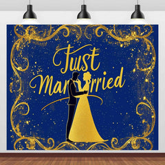 Royal & Golden Wedding Backdrop with Just Married