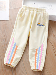 Girls' Embroidery Stripe Active Jogger Pants with Pockets