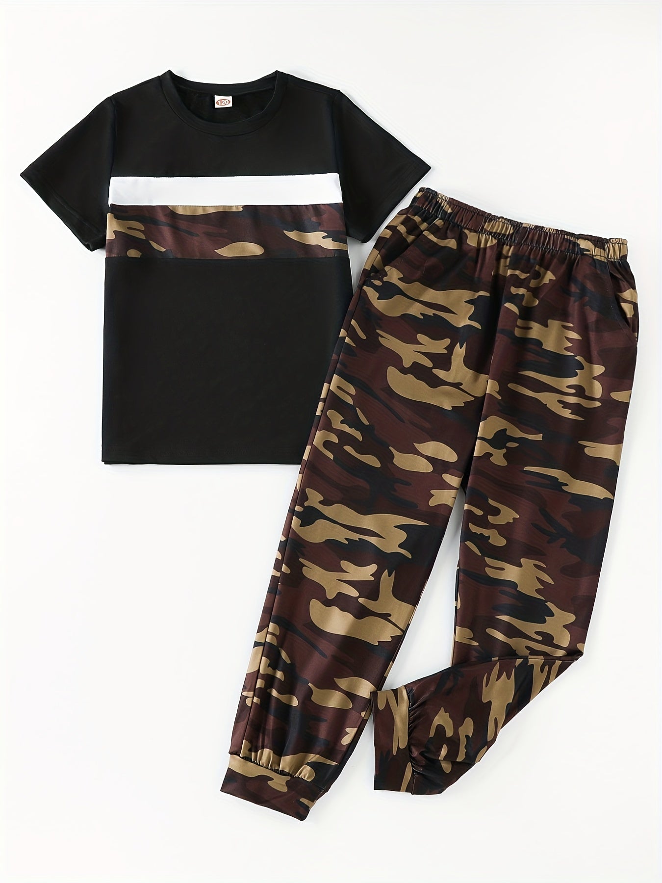 Boy's Camo T Shirt & Sport Shorts Set - Summer Kids Outfit