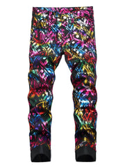 Boys Colorful Pattern Jeans Skinny Slim Fit Washed Denim Long Pants Kids