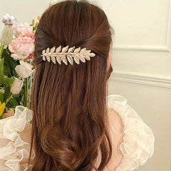 Golden Large Leaf Hair Clip for Women Girls