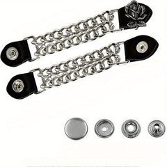 2pcs Steel Buckle Motorcycle Vest Extension Chain Retro Riding Style