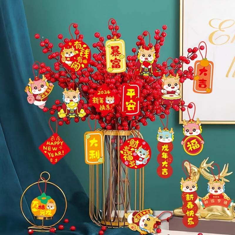18PCS Spring Bonsai Decorations Set Year Pendant Desktop Accessories