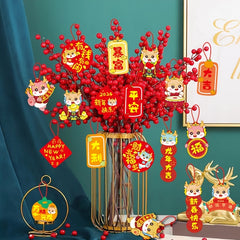 18PCS Spring Bonsai Decorations Set Year Pendant Desktop Accessories