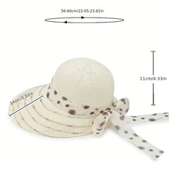 Wide Brim Sun Hat with Ribbon Bowknot for Women