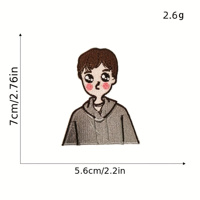 8pcs Cartoon Couples Iron On Patches Sew On Embroidered Applique Repair Patch