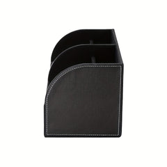 PU Half Leather Desktop Storage Pen Holder with Drawer