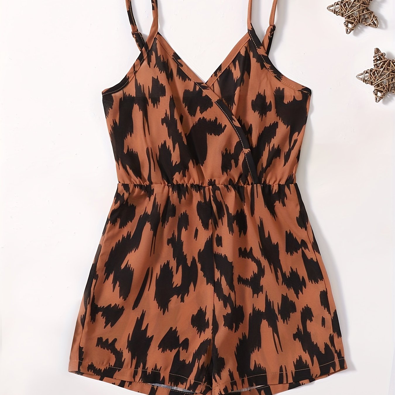 Leopard Print Cami Rompers Jumpsuits for Toddler Girls